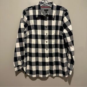 Talbots Button Up Flannel Shirt Womens Medium 100% Cotton Top Preppy Norm Gorp
